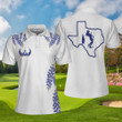 Elegant Bluebonnet Flower For Texas Golfer Short Sleeve Women Polo Shirt White Texas Golf Shirt For Ladies - 3