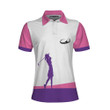 Swing Swear Look For Ball Repeat Golf Short Sleeve Women Polo Shirt White And Pink Golf Shirt For Ladies Unique Female Golf Gift - 1