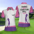 Swing Swear Look For Ball Repeat Golf Short Sleeve Women Polo Shirt White And Pink Golf Shirt For Ladies Unique Female Golf Gift - 4