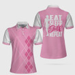 Eat Sleep Golf Repeat Golf Short Sleeve Women Polo Shirt Pink Argyle Golf Shirt For Ladies - 3