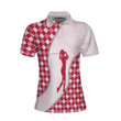 Golf And Wine Kind Of Girl Short Sleeve Women Polo Shirt Pink Diamond Pattern Shirt For Golf Ladies - 1