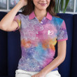 Pink Abstract Mandala Pattern Girl Golf Short Sleeve Women Polo Shirt Colorful Golf Shirt For Ladies - 4