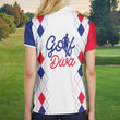 Golf Diva V2 Short Sleeve Women Polo Shirt Red And Blue Argyle Pattern Golf Shirt For Golf Ladies - 4