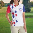 Golf Diva V2 Short Sleeve Women Polo Shirt Red And Blue Argyle Pattern Golf Shirt For Golf Ladies - 3