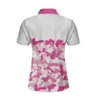 Pink Camouflage Pattern With Women Golfer Short Sleeve Women Polo Shirt White And Pink Camo Golf Shirt For Ladies - 2