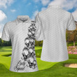 Golf Ball Texture With Skull Golf Short Sleeve Women Polo Shirt Black And White Skull Golf Shirt For Ladies - 3