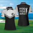 Swing Swear Repeat Custom Short Sleeve Women Polo Shirt Black And White Golf Shirt For Female Players - 5