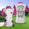 Housework Is For Women Who Dont Play Golf Short Sleeve Women Polo Shirt White And Pink Argyle Pattern Golf Shirt For Ladies - 4