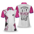 Housework Is For Women Who Dont Play Golf Short Sleeve Women Polo Shirt White And Pink Argyle Pattern Golf Shirt For Ladies - 3