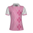 Eat Sleep Golf Repeat Golf Short Sleeve Women Polo Shirt Pink Argyle Golf Shirt For Ladies - 1