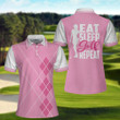 Eat Sleep Golf Repeat Golf Short Sleeve Women Polo Shirt Pink Argyle Golf Shirt For Ladies - 4