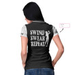 Swing Swear Repeat Custom Short Sleeve Women Polo Shirt Black And White Golf Shirt For Female Players - 4