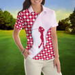 Golf And Wine Kind Of Girl Short Sleeve Women Polo Shirt Pink Diamond Pattern Shirt For Golf Ladies - 3