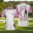 Golf Act Like A Lady Custom Women Short Sleeve Polo Shirt Personalized Leopard Pattern Shirt With Sayings - 3