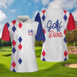 Golf Diva V2 Short Sleeve Women Polo Shirt Red And Blue Argyle Pattern Golf Shirt For Golf Ladies - 5