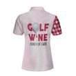 Golf And Wine Kind Of Girl Short Sleeve Women Polo Shirt Pink Diamond Pattern Shirt For Golf Ladies - 2
