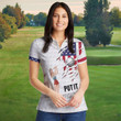 Golf American Flag Girl Short Sleeve Women Polo Shirt - 3