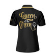 Elegant Gold Pattern Queen Of The Green Golf Short Sleeve Women Polo Shirt Unique Female Golf Gift - 2