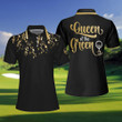 Elegant Gold Pattern Queen Of The Green Golf Short Sleeve Women Polo Shirt Unique Female Golf Gift - 4