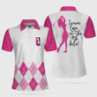 I Never Lose At The 19th Hole Golf Short Sleeve Women Polo Shirt White And Pink Golf Shirt For Ladies - 3