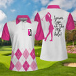 I Never Lose At The 19th Hole Golf Short Sleeve Women Polo Shirt White And Pink Golf Shirt For Ladies - 4