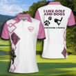 Golf Dog And Maybe 3 People Women Pink Argyle Pattern Short Sleeve Woman Polo Shirt - 1