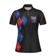 Love Golf American Flag Women Polo Shirt Black Version - 2