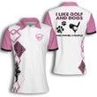 Golf Dog And Maybe 3 People Women Pink Argyle Pattern Short Sleeve Woman Polo Shirt - 2