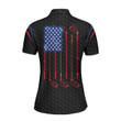 Love Golf American Flag Women Polo Shirt Black Version - 3