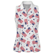 Sleeveless Polo Shirt For Golf Patriot Day Flags Golf Women Sleeveless Zip Polo Shirt V2