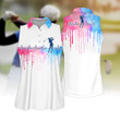 Golf Heart Beat Watercolor Sleeveless Polo Shirt Sleeveless Zipper Polo Shirt or Long Sleeve Polo Shirt
