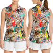 Cat Art Lover Cat Play Golf Colorful Style - Womens Polo Shirt - 3