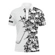 Mens Long Sleeve Golf Tops Polo White Pattern Skull Golf Clubs Custom Name Golf Performance Shirts