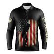 Vintage American Flag Patriotic Us Flag Custom Name Black Golf Polo Shirts - Golf Gift Ideas For Him