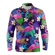 Men Golf Polo Shirts Colorful Floral Flamingo Pattern Tropical Leaves Custom Team Golf Polo Shirts