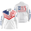 Mens Golf Polo Shirt American Flag 4Th July Patriot Custom Name Swing Swear Repeat White Golf Shirt