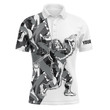 Funny Bigfoot Golf Polo Shirts Gray Golf Camo Pattern Custom Name Sasquatch Playing Golf Apparel