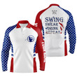 Mens Golf Polo Shirt Swing Swear Drink Repeat Custom Name American Flag Patriotic White Golf Shirt