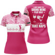 Funny Pink Womens golf heartbeat polo shirt custom I just want to drink wine play golf and take naps NQS3864 - 1