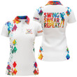 Womens golf polo shirt watercolor custom name swing swear repeat white golf shirt golfing gifts NQS3707 - 1