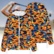 Womens Golf Windbreaker Jacket Shirt Blue Orange Yellow Camouflage Golf Set Windbreaker Jacket Women Golf Shirt