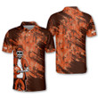 Custom Skull Bowling Shirt for Men Bowling Jerseys for Men Short Sleeve Orange Brown Bowling Shirt Mens Bowling Team Shirts for Men and Women BOWLING-125 - 1