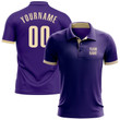 Custom Purple Cream Performance Golf Polo Shirt