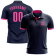 Custom Navy Pink Performance Golf Polo Shirt