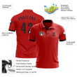 Custom Red Black Performance Golf Polo Shirt