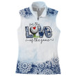 For The Love Of The Game Blue Flower Sleeve Polo Shirt For Woman