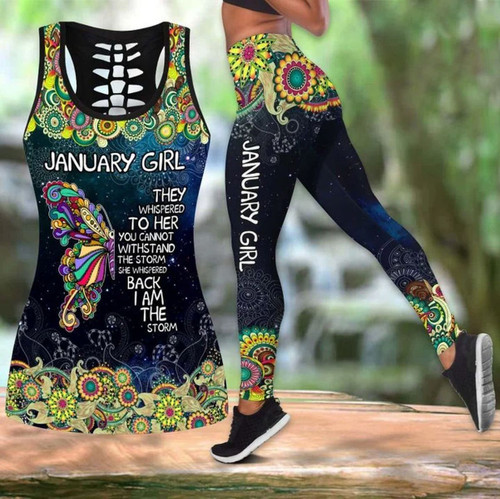 January Girl Hippie Butterfly I Am The Storm Hollow Tank Top And Leggings