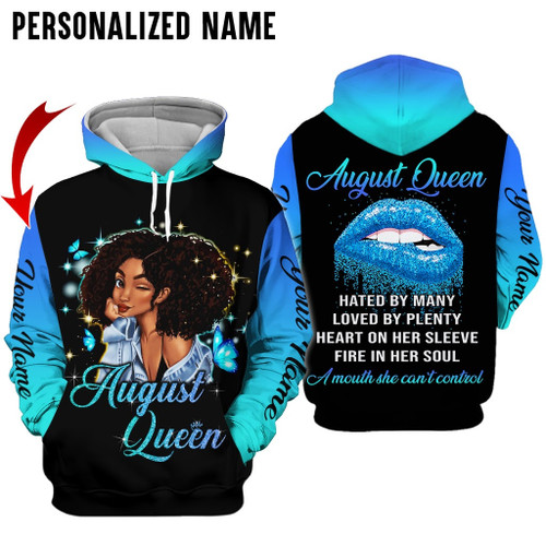 Personalized Name Birthday Outfit August  Girl Queen 3D All Over Printed Birthday Shirt
