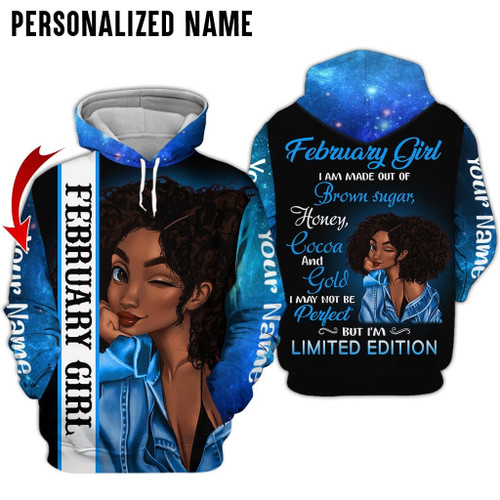Personalized Name Birthday Outfit Birthday Outfit February Girl Black Women All Over Printed Birthday Shirt