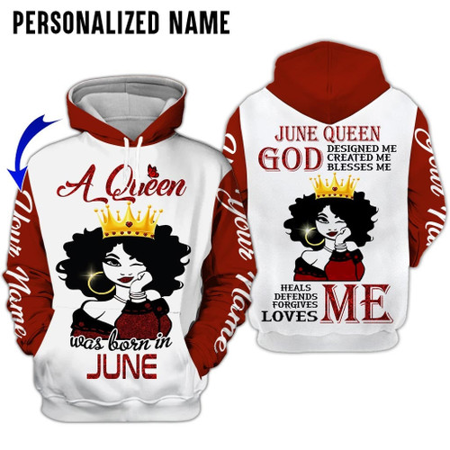 Personalized Name Birthday Outfit Birthday Outfit June Girl A Queen All Over Printed Birthday Shirt